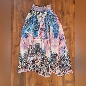 Alberto Makali Bustle Maxi Skirt Fushia and Cobalt Blues | Sz Medium | Like New